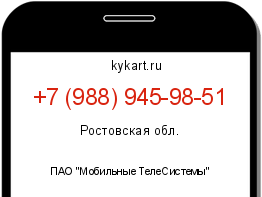 Информация о номере телефона +7 (988) 945-98-51: регион, оператор