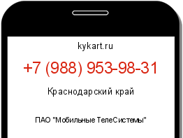 Информация о номере телефона +7 (988) 953-98-31: регион, оператор