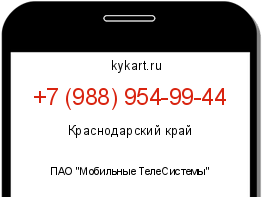 Информация о номере телефона +7 (988) 954-99-44: регион, оператор