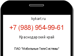 Информация о номере телефона +7 (988) 954-99-61: регион, оператор