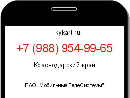 Информация о номере телефона +7 (988) 954-99-65: регион, оператор