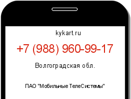 Информация о номере телефона +7 (988) 960-99-17: регион, оператор
