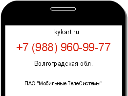 Информация о номере телефона +7 (988) 960-99-77: регион, оператор