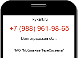 Информация о номере телефона +7 (988) 961-98-65: регион, оператор