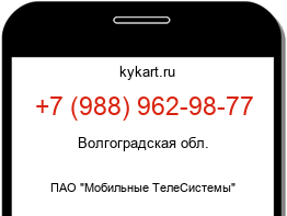 Информация о номере телефона +7 (988) 962-98-77: регион, оператор