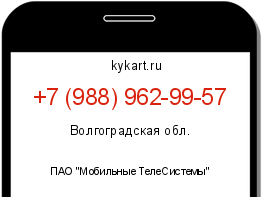 Информация о номере телефона +7 (988) 962-99-57: регион, оператор