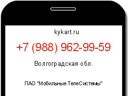 Информация о номере телефона +7 (988) 962-99-59: регион, оператор
