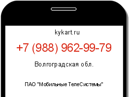 Информация о номере телефона +7 (988) 962-99-79: регион, оператор