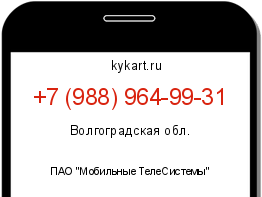 Информация о номере телефона +7 (988) 964-99-31: регион, оператор