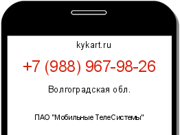 Информация о номере телефона +7 (988) 967-98-26: регион, оператор