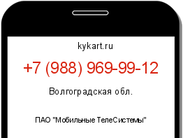 Информация о номере телефона +7 (988) 969-99-12: регион, оператор