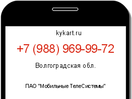 Информация о номере телефона +7 (988) 969-99-72: регион, оператор
