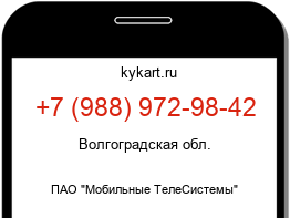 Информация о номере телефона +7 (988) 972-98-42: регион, оператор