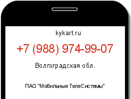 Информация о номере телефона +7 (988) 974-99-07: регион, оператор