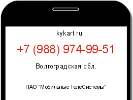 Информация о номере телефона +7 (988) 974-99-51: регион, оператор
