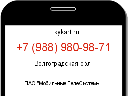 Информация о номере телефона +7 (988) 980-98-71: регион, оператор