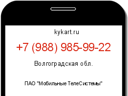 Информация о номере телефона +7 (988) 985-99-22: регион, оператор