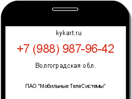 Информация о номере телефона +7 (988) 987-96-42: регион, оператор