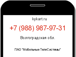 Информация о номере телефона +7 (988) 987-97-31: регион, оператор