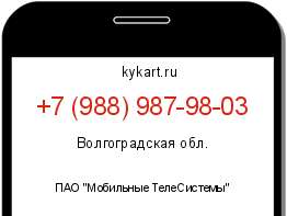 Информация о номере телефона +7 (988) 987-98-03: регион, оператор