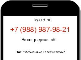 Информация о номере телефона +7 (988) 987-98-21: регион, оператор
