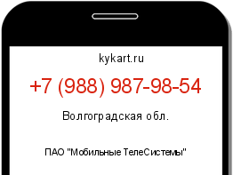 Информация о номере телефона +7 (988) 987-98-54: регион, оператор