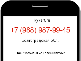Информация о номере телефона +7 (988) 987-99-45: регион, оператор