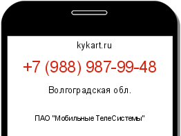 Информация о номере телефона +7 (988) 987-99-48: регион, оператор