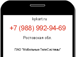 Информация о номере телефона +7 (988) 992-94-69: регион, оператор
