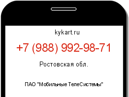 Информация о номере телефона +7 (988) 992-98-71: регион, оператор