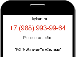 Информация о номере телефона +7 (988) 993-99-64: регион, оператор