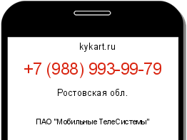 Информация о номере телефона +7 (988) 993-99-79: регион, оператор
