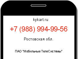 Информация о номере телефона +7 (988) 994-99-56: регион, оператор