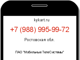 Информация о номере телефона +7 (988) 995-99-72: регион, оператор