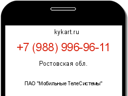 Информация о номере телефона +7 (988) 996-96-11: регион, оператор