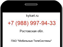 Информация о номере телефона +7 (988) 997-94-33: регион, оператор