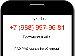 Информация о номере телефона +7 (988) 997-96-81: регион, оператор