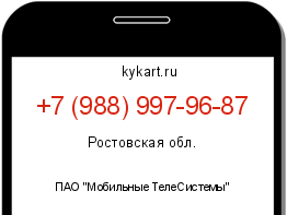 Информация о номере телефона +7 (988) 997-96-87: регион, оператор