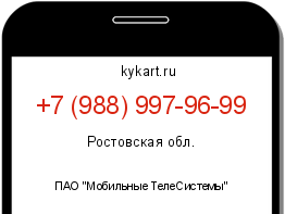 Информация о номере телефона +7 (988) 997-96-99: регион, оператор