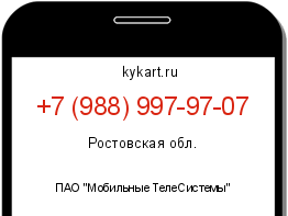 Информация о номере телефона +7 (988) 997-97-07: регион, оператор