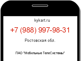 Информация о номере телефона +7 (988) 997-98-31: регион, оператор