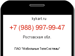 Информация о номере телефона +7 (988) 997-99-47: регион, оператор