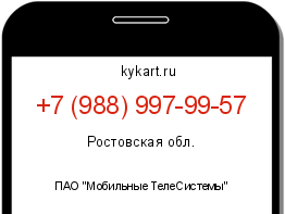 Информация о номере телефона +7 (988) 997-99-57: регион, оператор