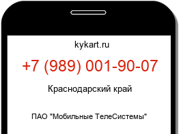 Информация о номере телефона +7 (989) 001-90-07: регион, оператор