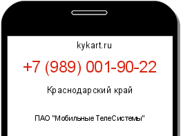 Информация о номере телефона +7 (989) 001-90-22: регион, оператор