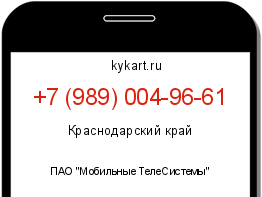 Информация о номере телефона +7 (989) 004-96-61: регион, оператор
