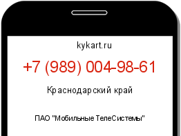 Информация о номере телефона +7 (989) 004-98-61: регион, оператор