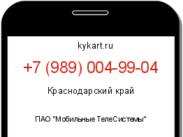 Информация о номере телефона +7 (989) 004-99-04: регион, оператор
