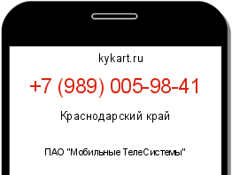 Информация о номере телефона +7 (989) 005-98-41: регион, оператор