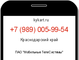 Информация о номере телефона +7 (989) 005-99-54: регион, оператор